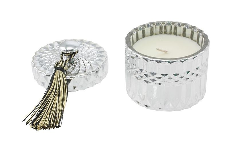 CANDELA VETRO 9,5X10,5CM 160G 290 VANIGLIA