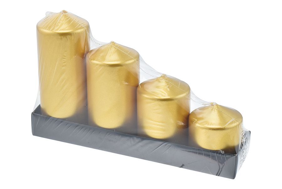SET 4 CANDELE D.5X6/8/10/12CM ORO