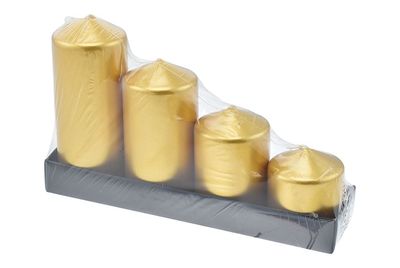SET 4 CANDELE D.5X6/8/10/12CM ORO