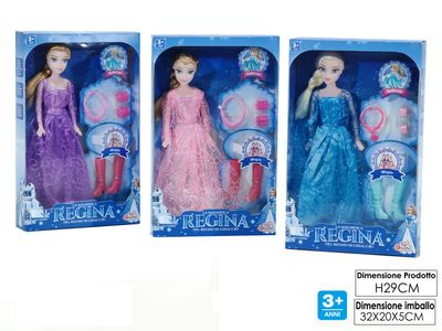 BAMBOLA LA REGINA DELLE NEVI CON ACCESSORI  3ASS