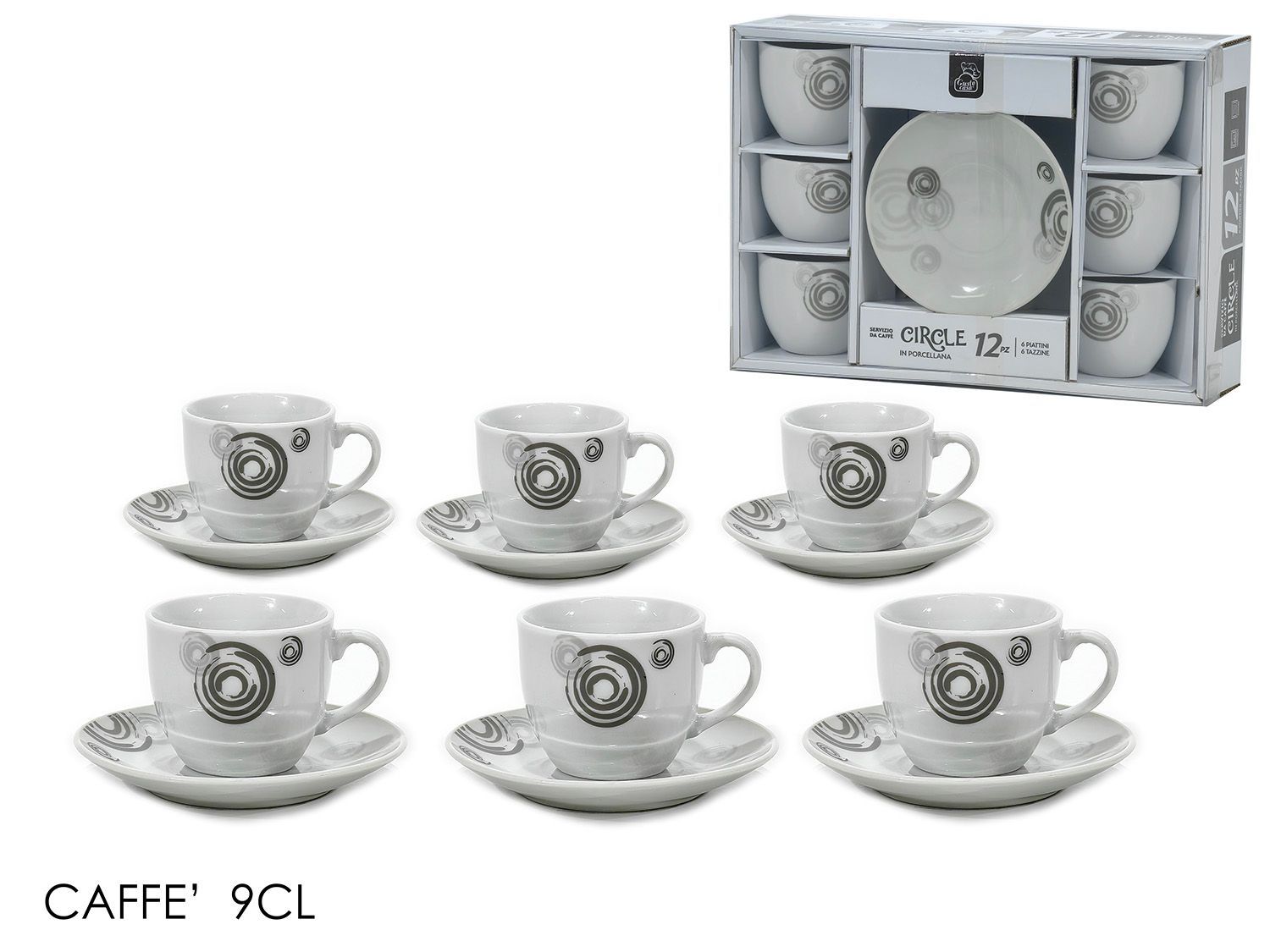 BOX CAFFE' 6+6 9CL CIRCLE PORCELLANA