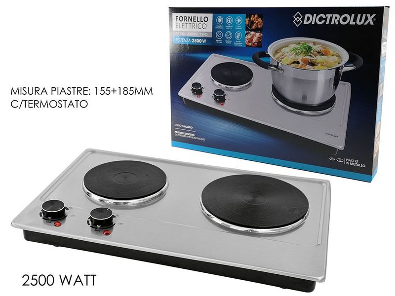 FORNELLO ELETTRICO  "COOK TWO" 2500W 2PIASTRE E ACCESSORI