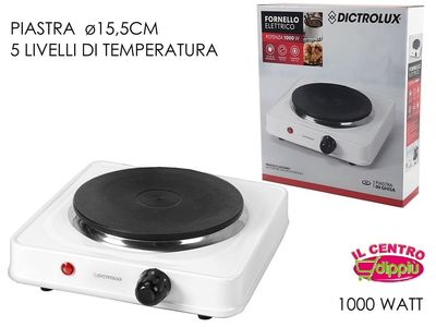 FORNELLO ELETTRICO 1000W 1 PIASTRA CON TERMOSTATO