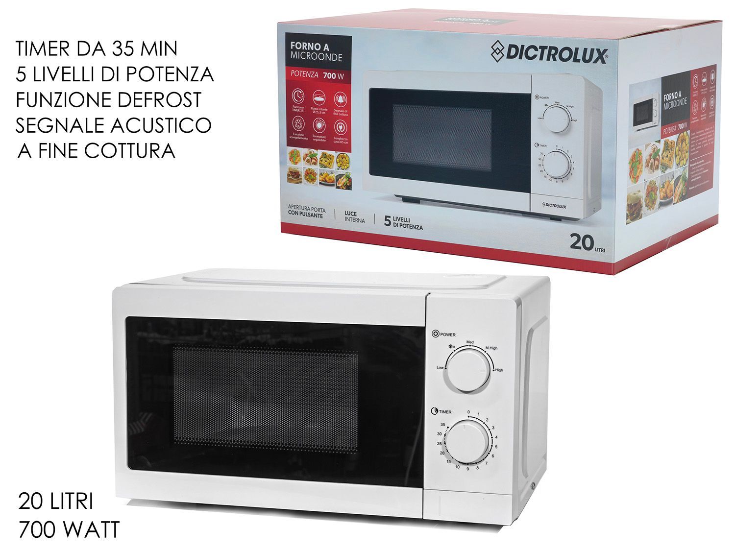 FORNO MICROONDE 20LT 700W
