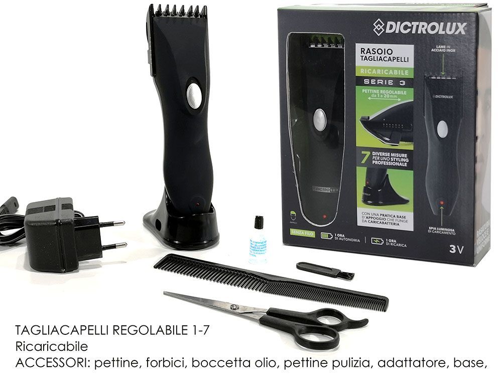 SET TAGLIACAPELLI  SENZA FILI RICARICABILE NERO