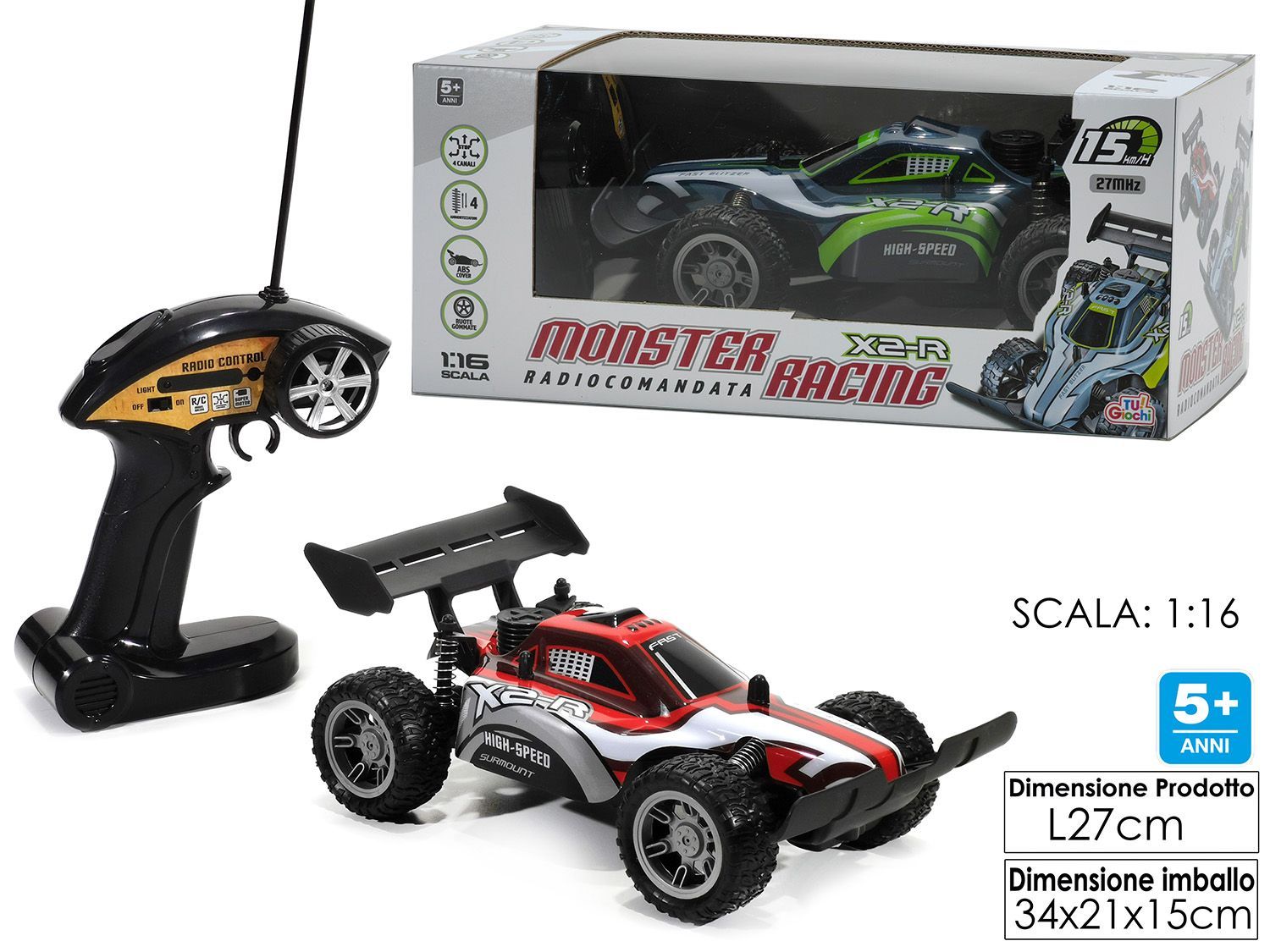 AUTO MONSTER RACING RADIO COMANDO 4CANALI  2ASS
