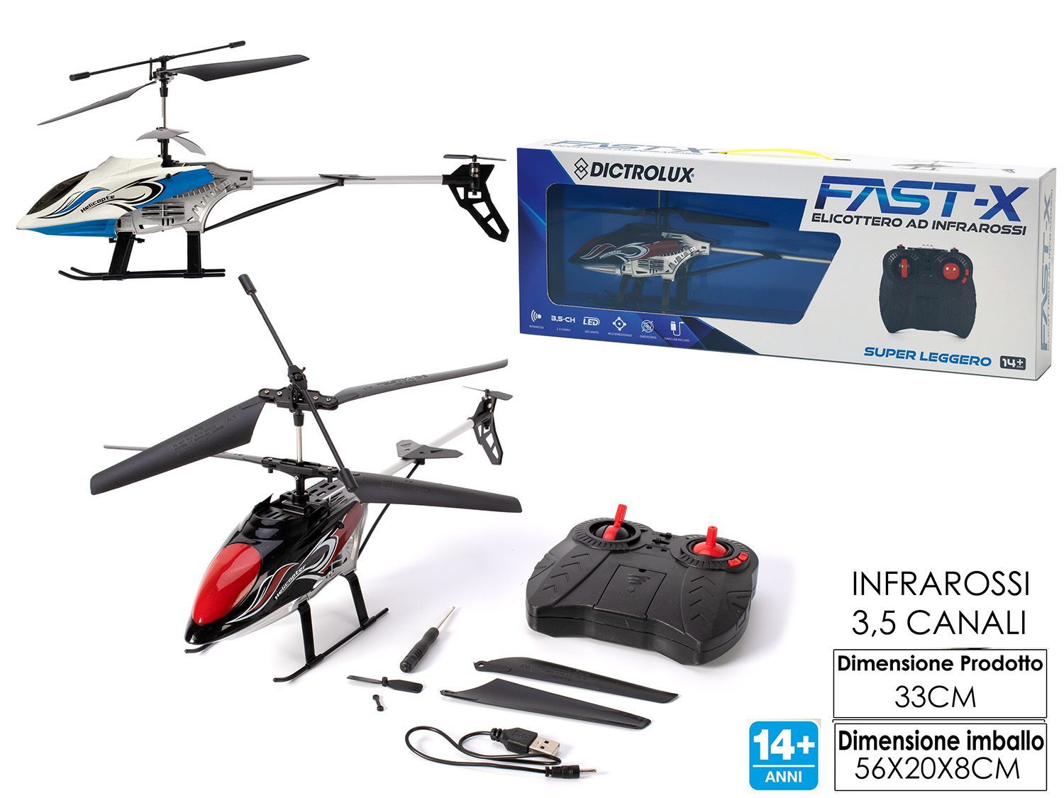 GIOCO FAST-X ELICOTTERO AD INFRAROSSI R/C 3.5CH 2AS