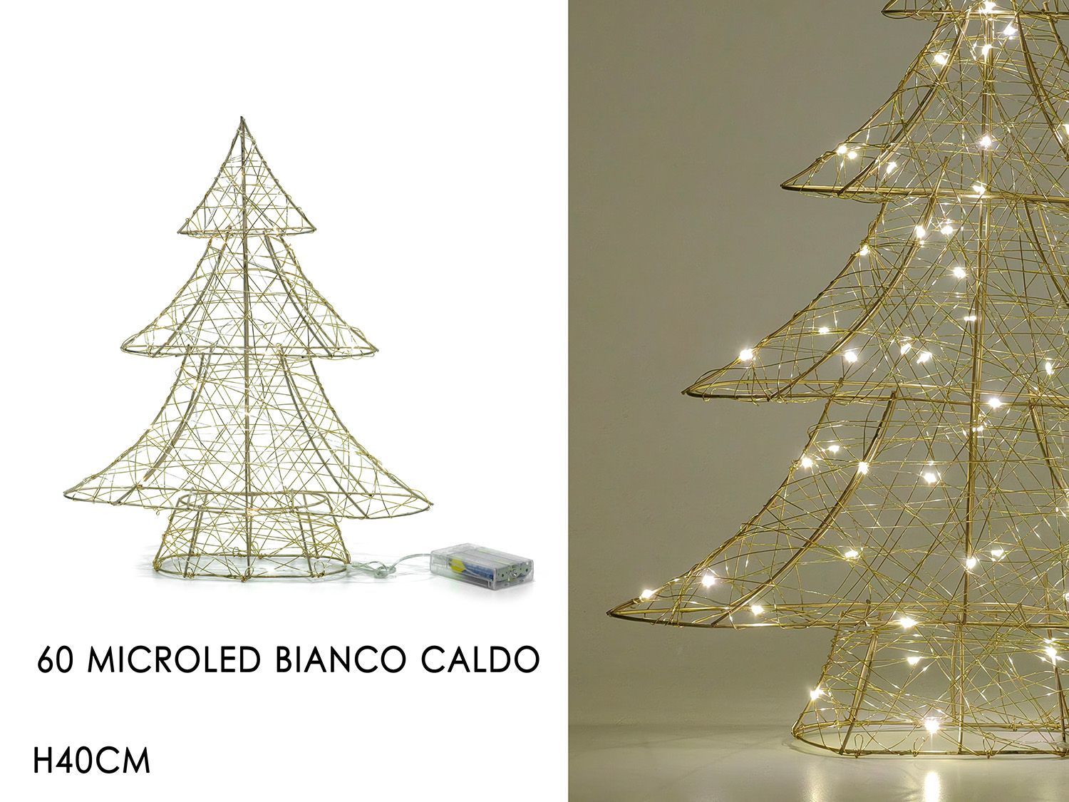 ALBERO B/O C/30 MICROLED H40CM GOLD