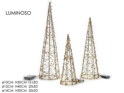 SET 3 ALBERI ORO C/LED
