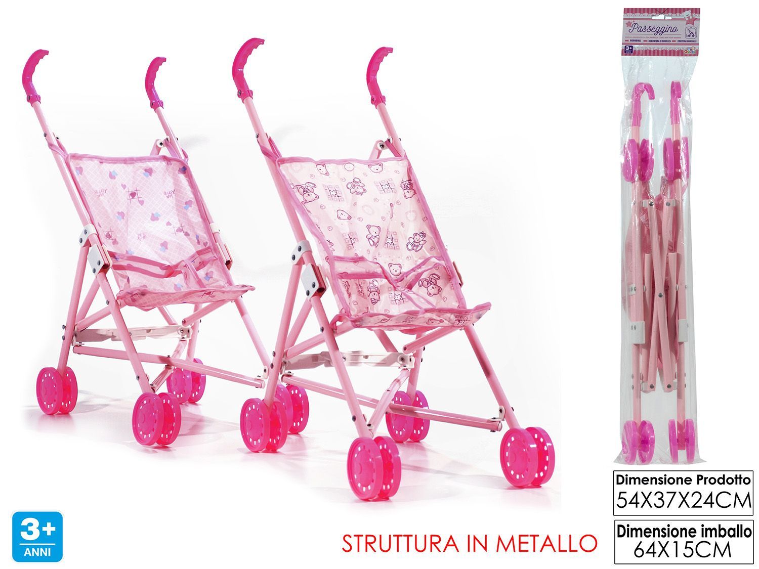 PASSEGGINO ROSA IN METALLO 2ASS