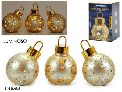 PALLA VETRO 120MM ORO B/O LUCE 3ASS