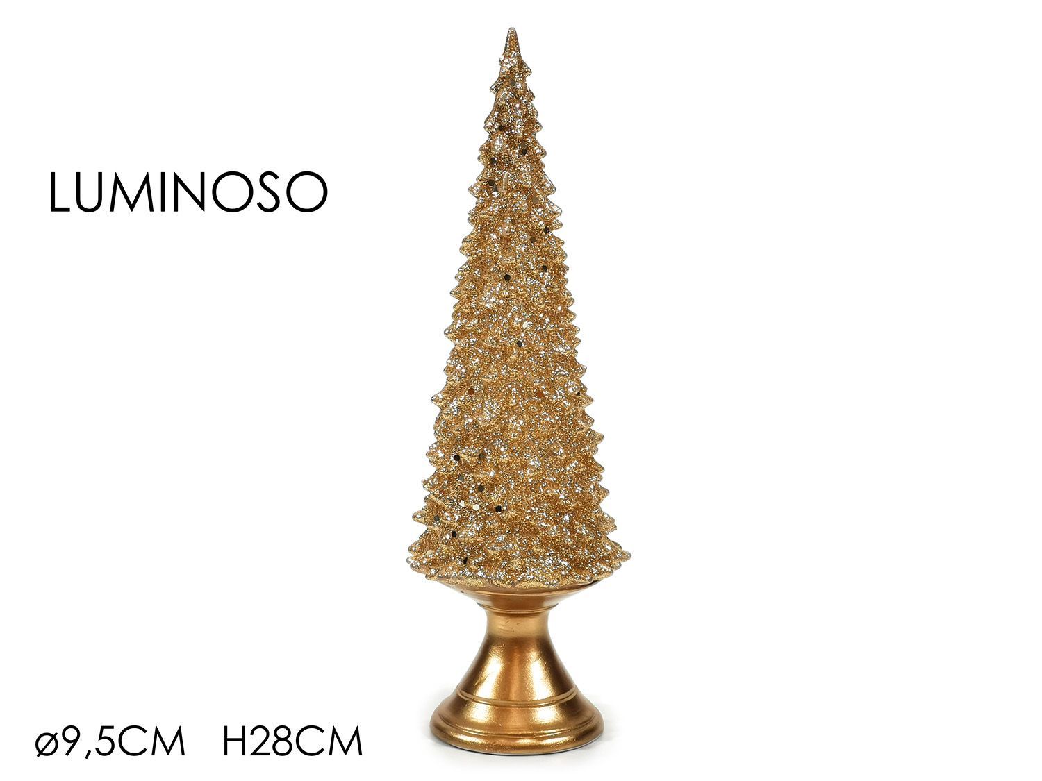 ALBERO NATALE  B/O C/LED H28CM ORO+GLITTER