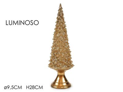 ALBERO NATALE  B/O C/LED H28CM ORO+GLITTER