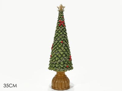 ALBERO DI NATALE 35CM VERDE C/ROSSO