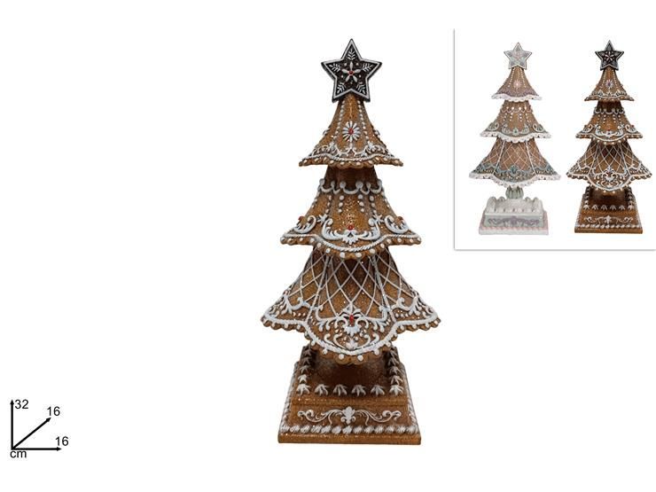 ALBERO DI NATALE 32CM DECORO BISCOTTO 2ASS BV19710