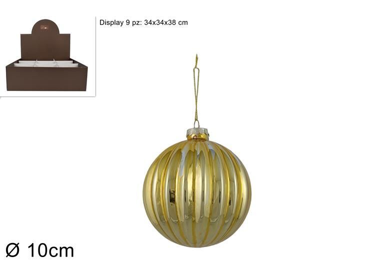 PALLA VETRO 10CM ORO LUCIDA RIGATA YQ230916-4BB