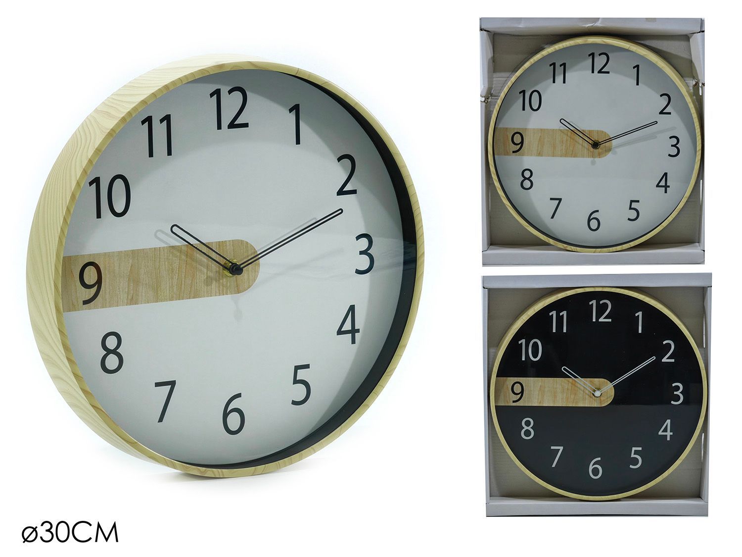 OROLOGIO EFF. LEGNO 30CM 2ASS