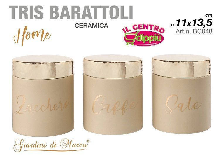TRIS BARATTOLI CREMA TAPPO ORO
