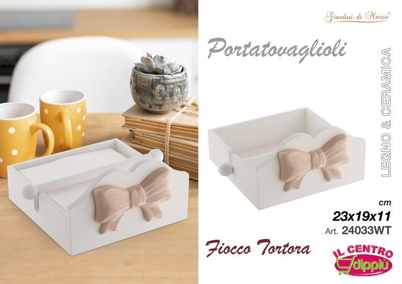 PORTATOVAGLIOLI LEGNO FIOCCO TORTORA