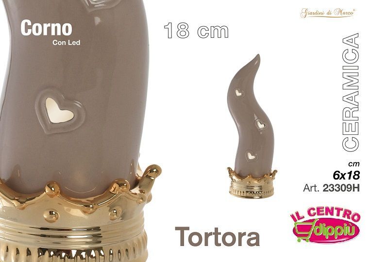 CORNO TORTORA/ORO CON LED PICCOLO 18 CM