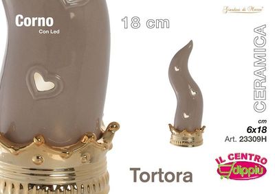 CORNO TORTORA/ORO CON LED PICCOLO 18 CM
