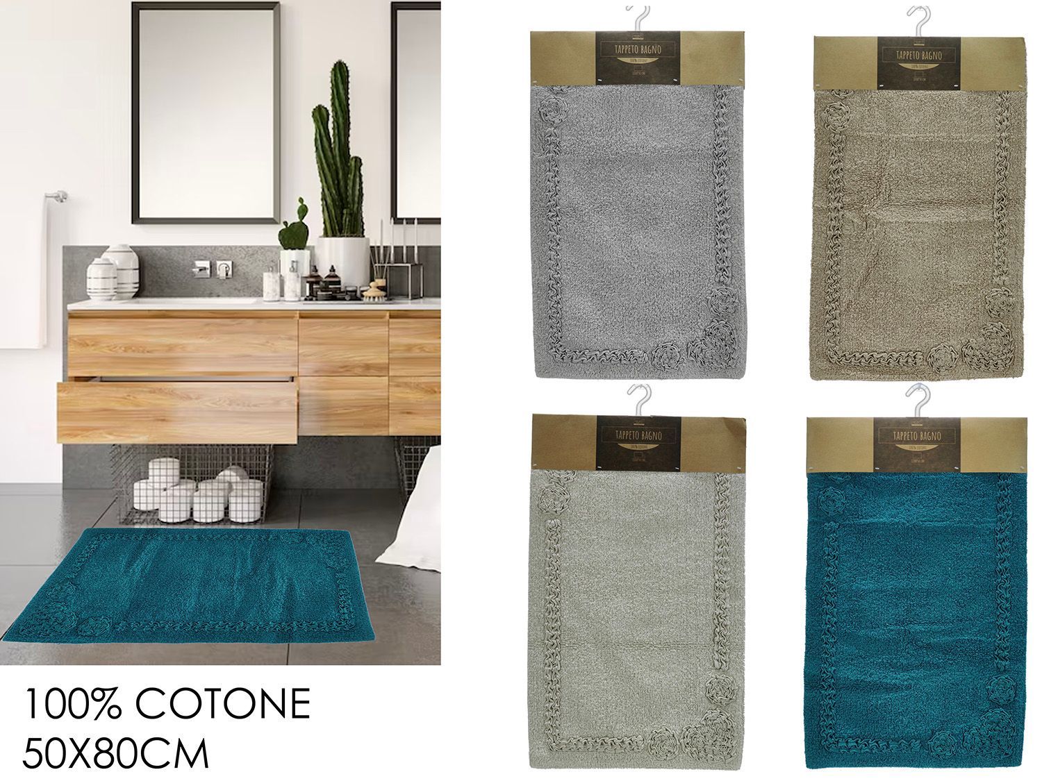 TAPPETO BAGNO 50X80CM C/MERLETTO 4ASS