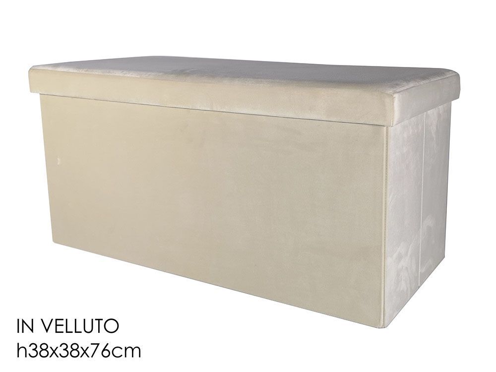 POUF CONTENITORE RICHIUDIBILE 76X38CM VELLUTO CREMA