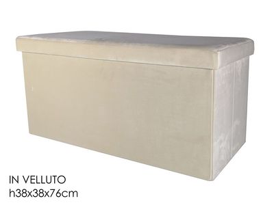 POUF CONTENITORE RICHIUDIBILE 76X38CM VELLUTO CREMA