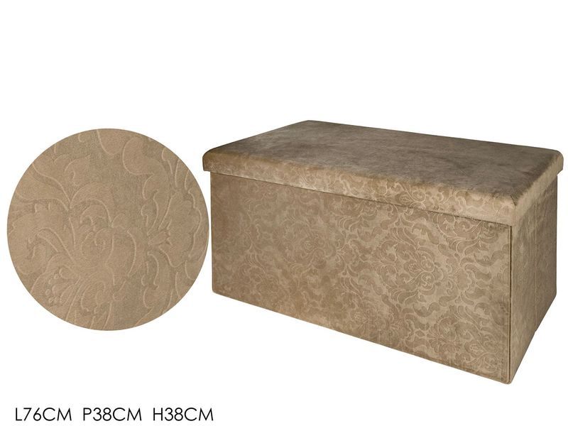 POUF CONTENITORE  38X38X76CM DAMASCATO TORTORA
