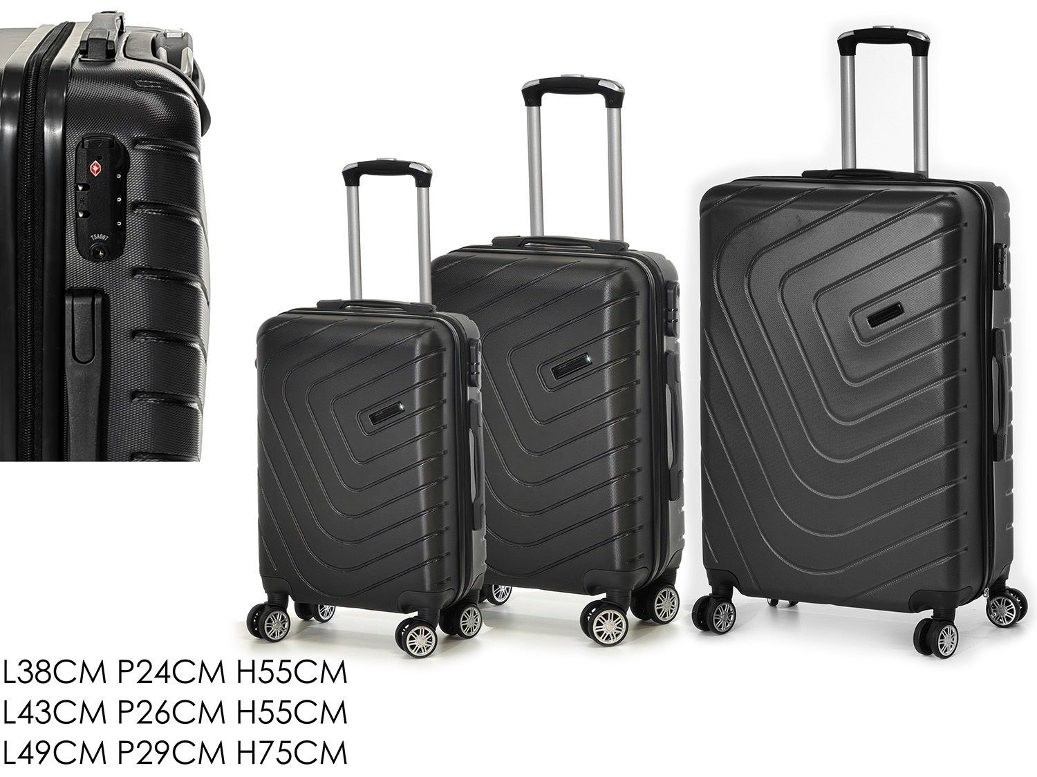 TROLLEY SEMIRIGIDO NERO CM 38X24X55