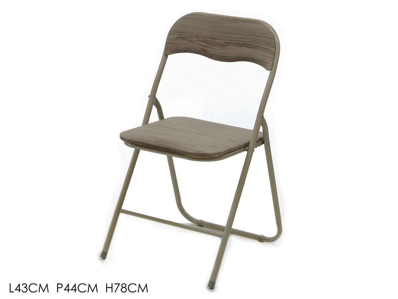 SEDIA PIEGHEVOLE GRIGIA EFF. LEGNO