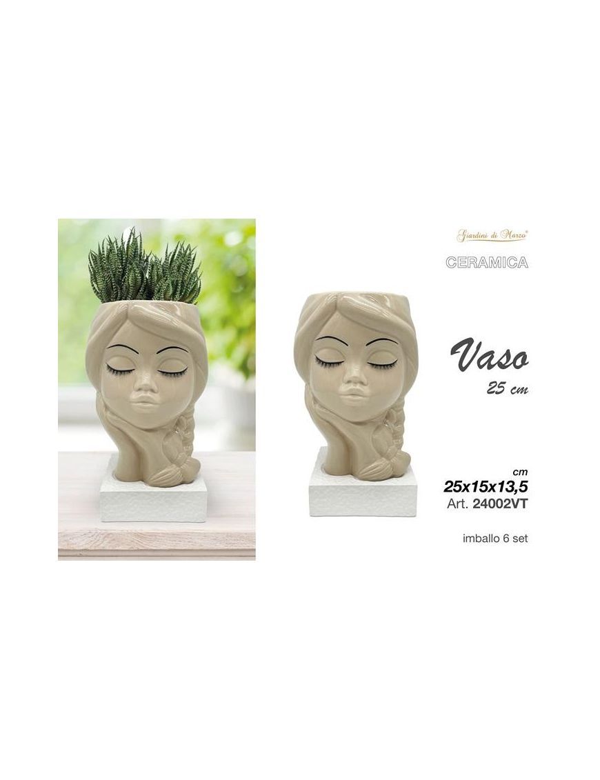 VASO BAMBOLINA 25CM BIANCO BASE TORTORA