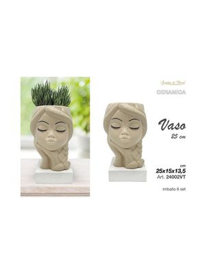 VASO BAMBOLINA 25CM BIANCO BASE TORTORA