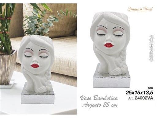 VASO BAMBOLINA 25CM GRIGIO BASE BIANCA