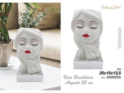 VASO BAMBOLINA 25CM GRIGIO BASE BIANCA