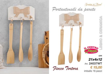PORTAUTENSILI LEGNO DA MURO FIOCCO TORTORA