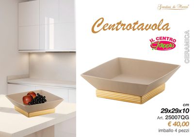 CENTRO TAVOLA QUADRATO ORO