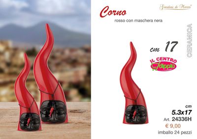 CORNO PICCOLO ROSSO MASCHERA NERA 17 CM