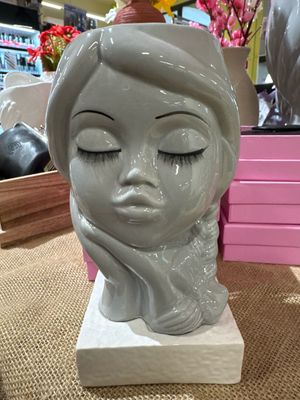 VASO BAMBOLINA 18CM GRIGIO BASE BIANCA