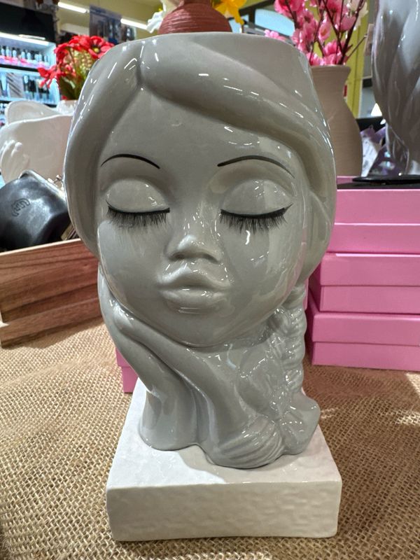VASO BAMBOLINA 18CM GRIGIO BASE BIANCA