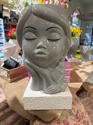 VASO BAMBOLINA 35CM GRIGIO BASE BIANCA