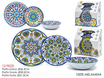 SET 12 PIATTI MELAMINA 2ASS