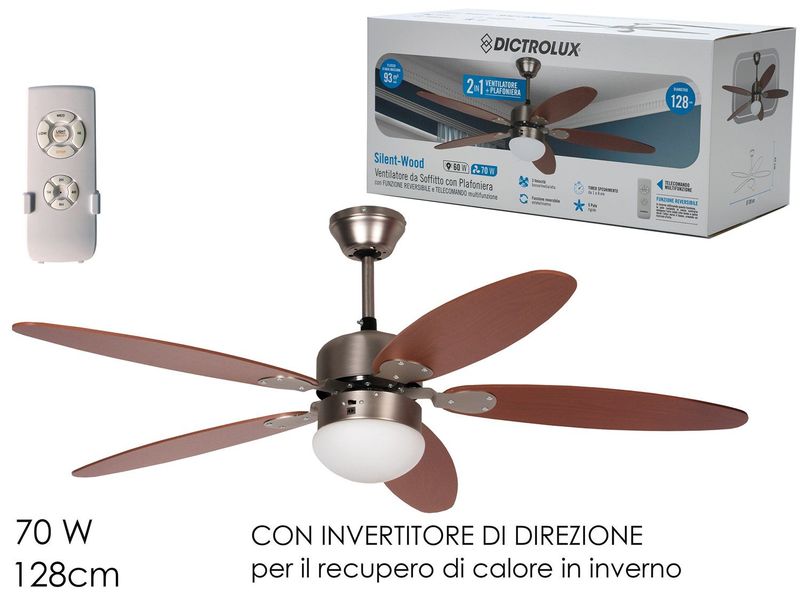 VENTILATORE SILENT WOOD 5PALE 128CM