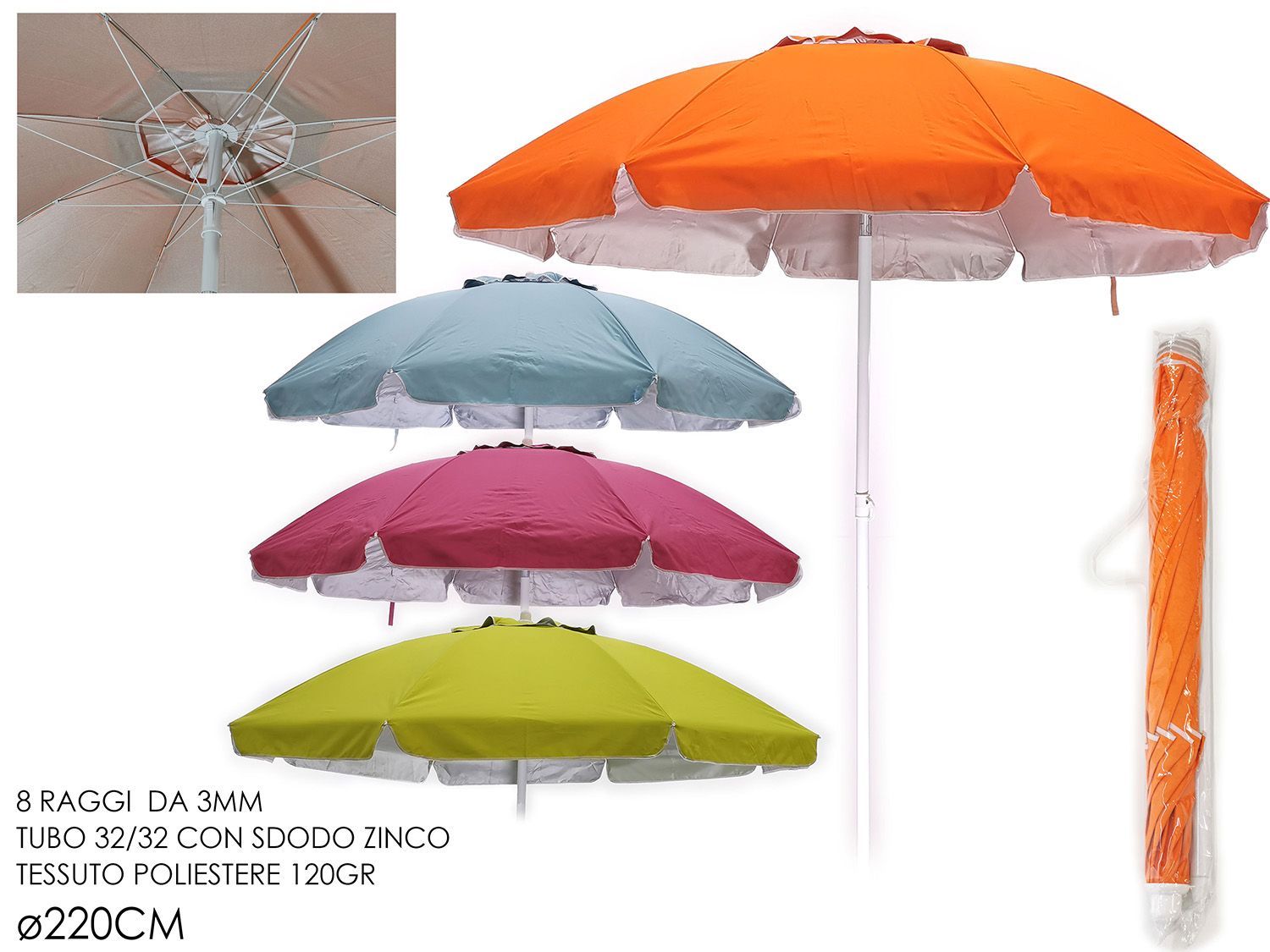 OMBRELLONE LUX 220CM 4ASS