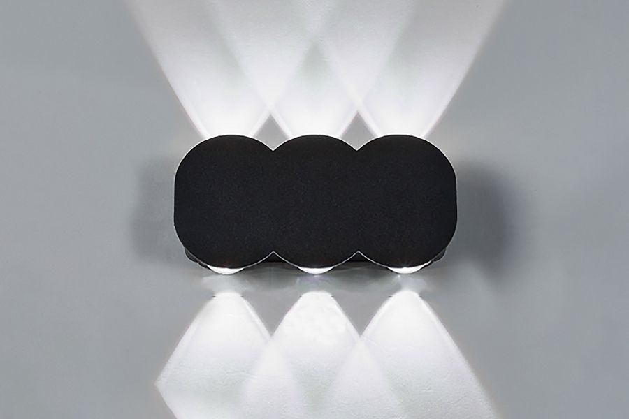 APPLIQUE DA MURO CON 6 LED NERO - LUCE FREDDA