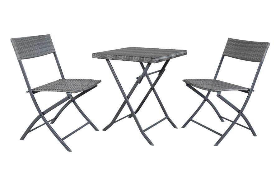 SET TAVOLO E 2 SEDIE PIEGHEVOLI - COLORE GRIGIO