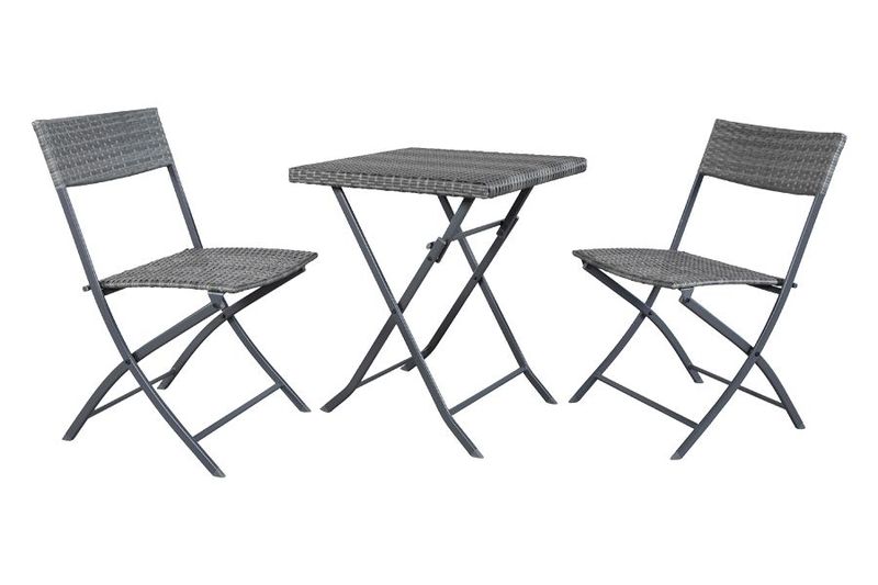 SET TAVOLO E 2 SEDIE PIEGHEVOLI - COLORE GRIGIO