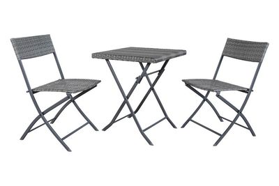 SET TAVOLO E 2 SEDIE PIEGHEVOLI - COLORE GRIGIO