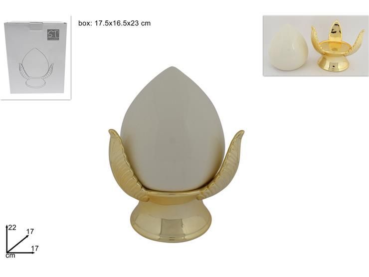 PUMO BIANCO CON BASE ORO - 22 CM