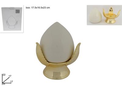 PUMO BIANCO CON BASE ORO - 22 CM PUMO BIANCO CON BASE ORO - 22 CM
